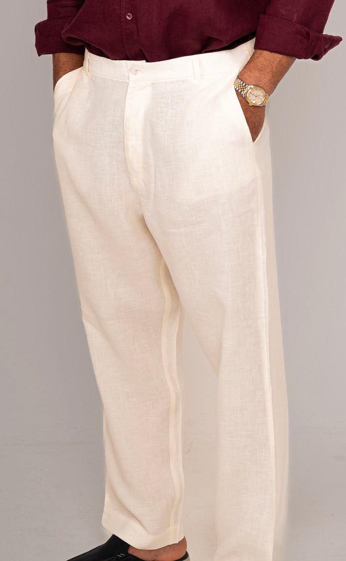Cream White Linen Pants 2025