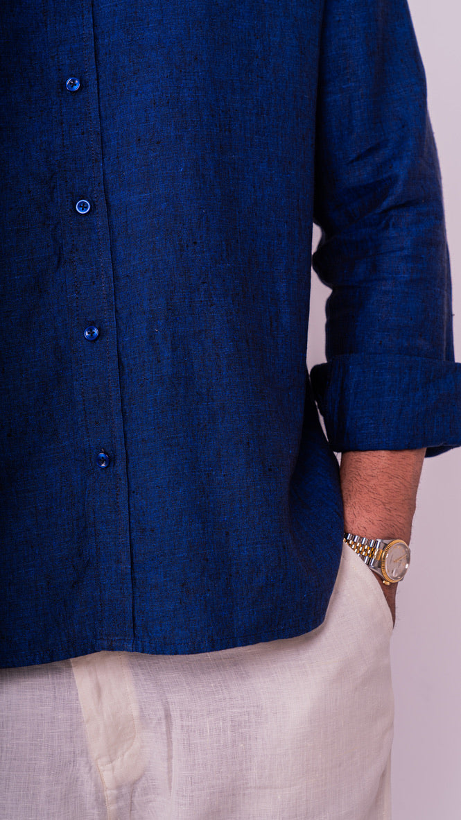 Dark Blue Linen Shirt 2025