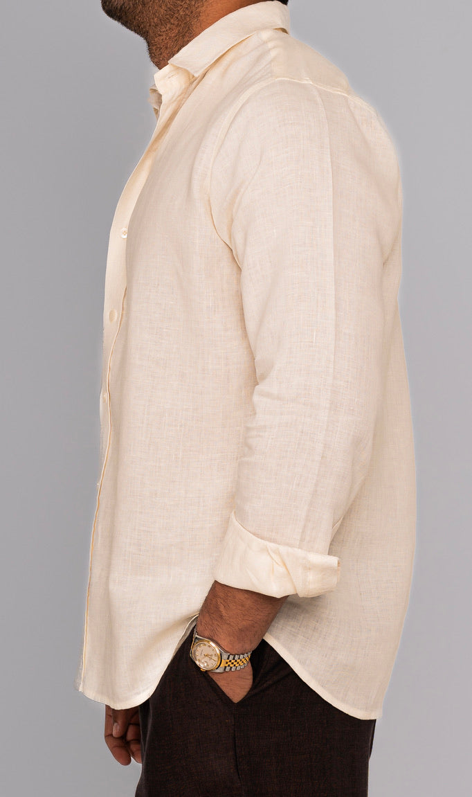 Cream White Linen Shirt 2025