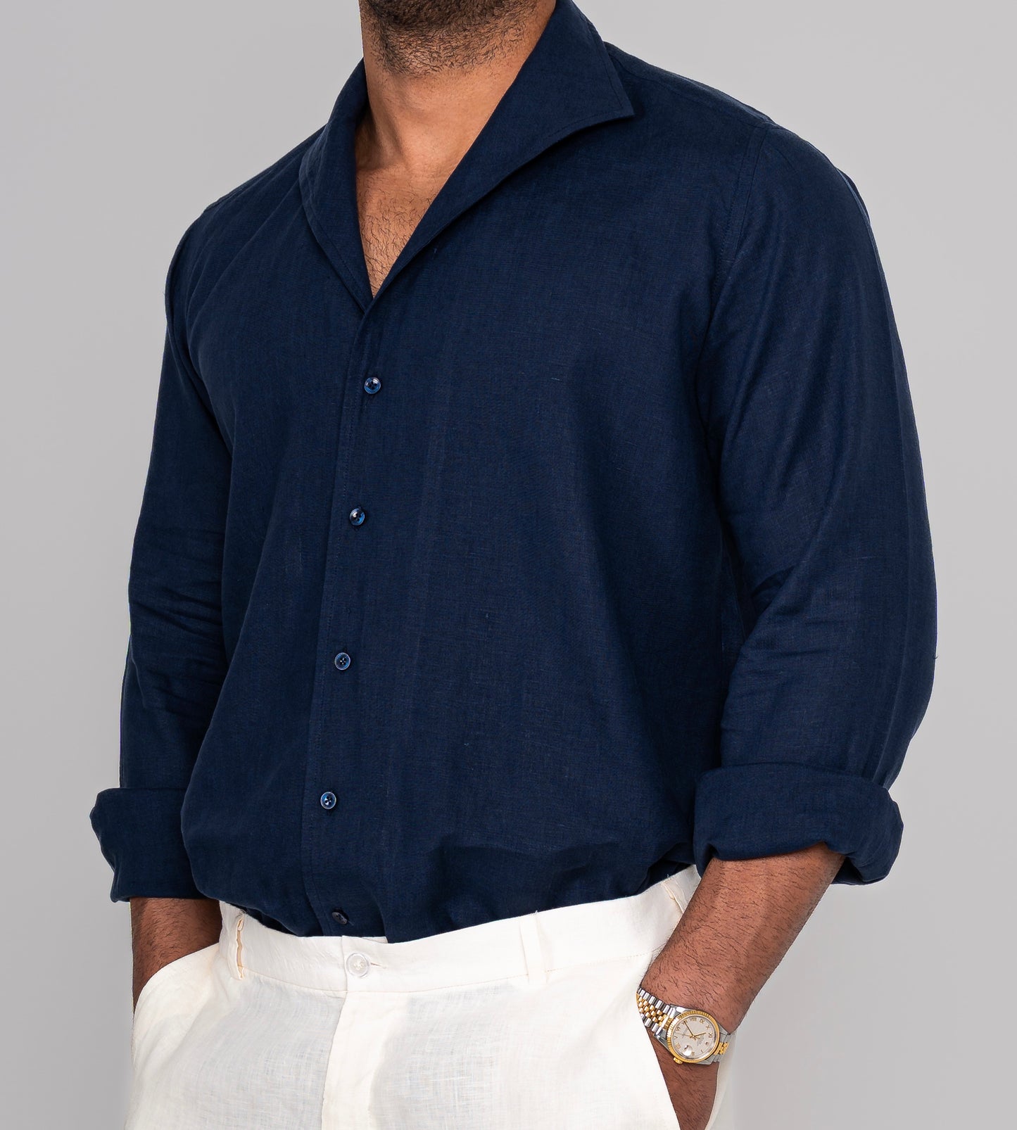 Amalfi Navy linen Shirt 2025