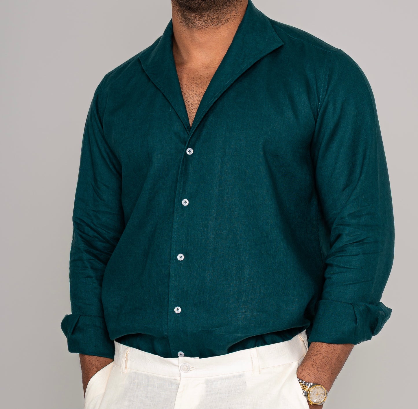 Amalfi Dark Turquoise linen Shirt 2025