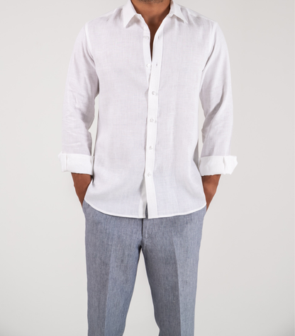 Pearl White Linen Shirt