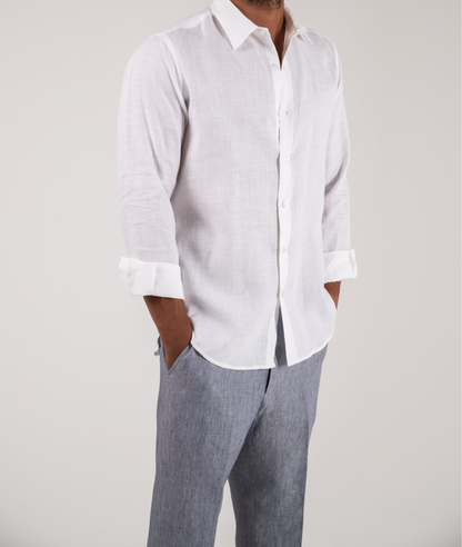 Pearl White Linen Shirt