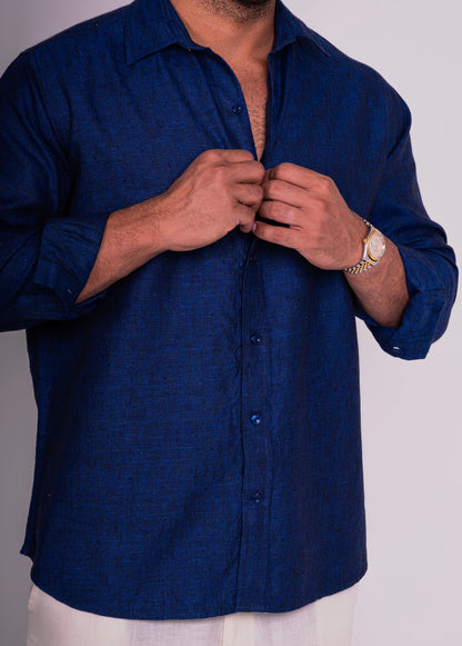 Dark Blue Linen Shirt 2025