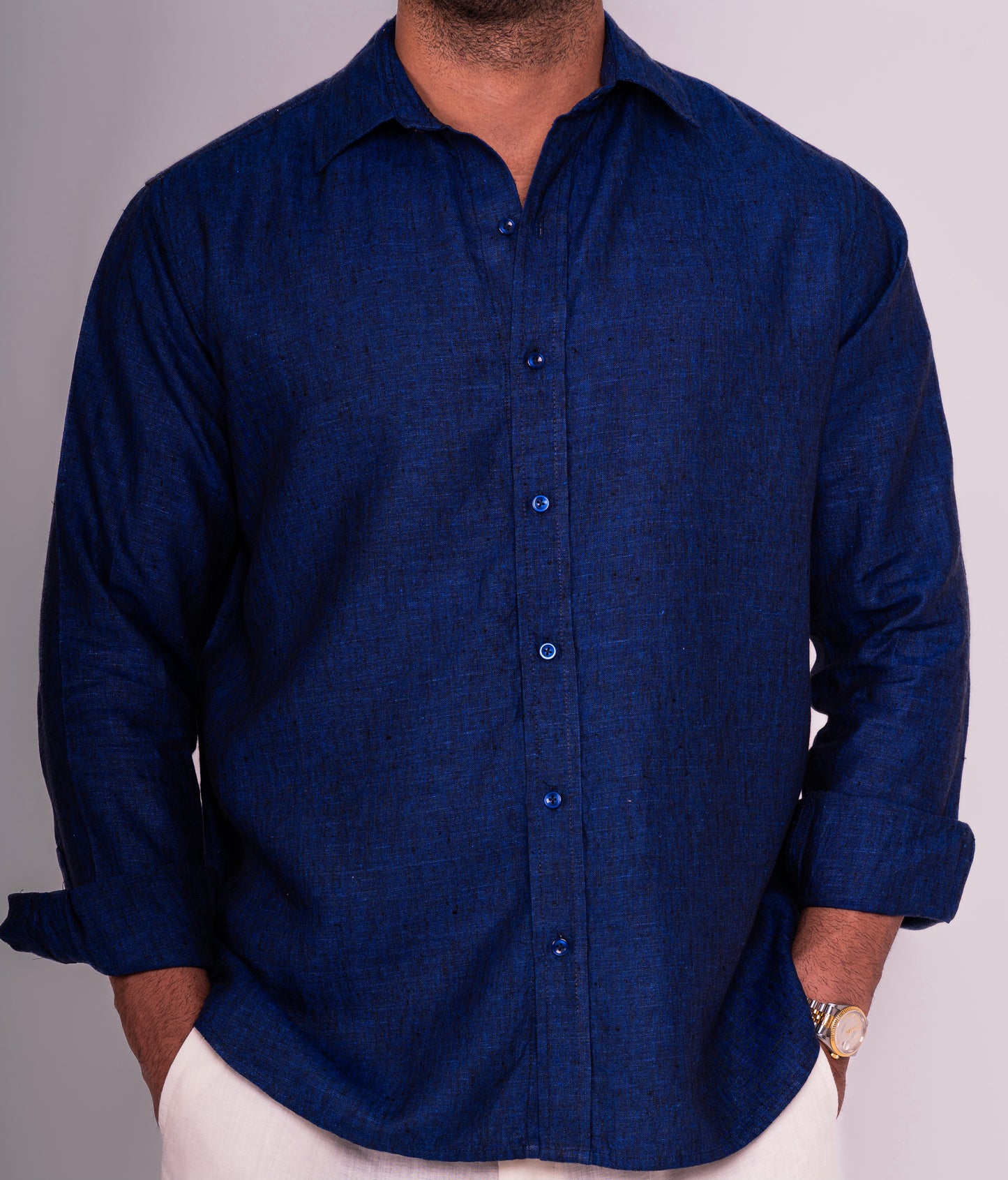 Dark Blue Linen Shirt 2025