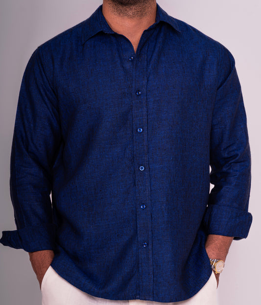 Dark Blue Linen Shirt 2025