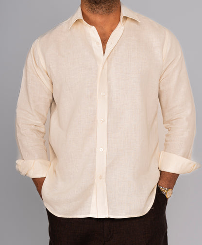 Cream White Linen Shirt 2025