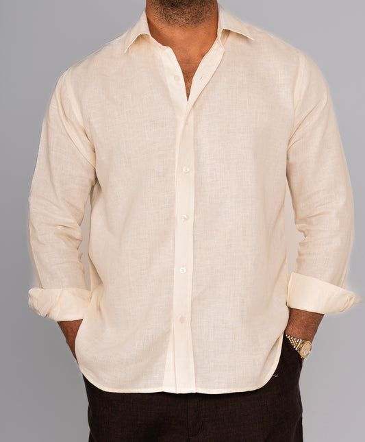 Cream White Linen Shirt 2025