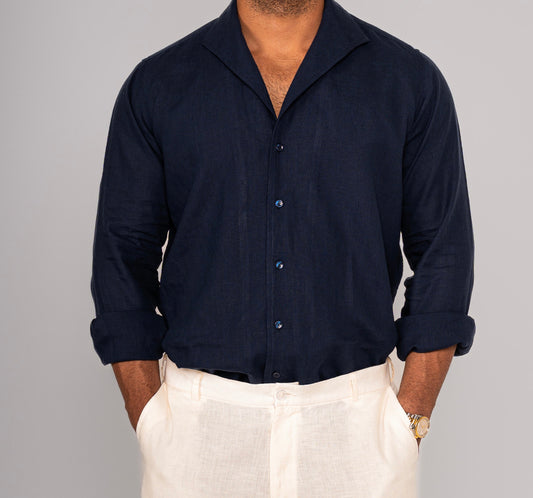 Amalfi Navy linen Shirt 2025