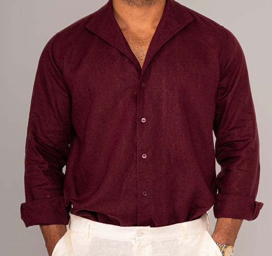 Amalfi Burgundy linen Shirt 2025