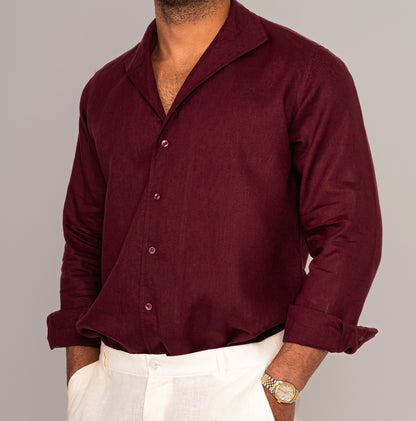 Amalfi Burgundy linen Shirt 2025