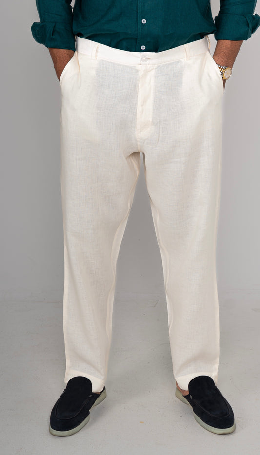 Cream White Linen Pants 2025